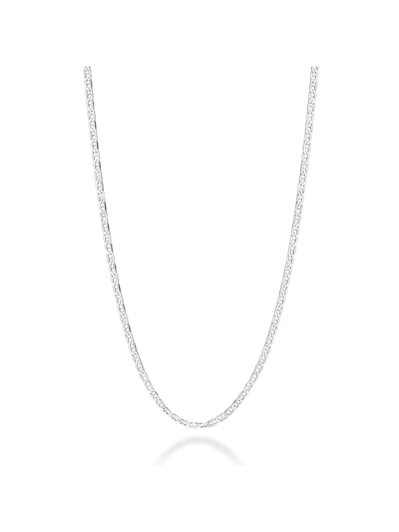 Italian Solid 925 Sterling Silver, 18K Yellow Gold Plated 1.5mm Flat Mariner Link Chain Necklace for Women Men, Made in Italy (Sterling Silver, 16 Inches)