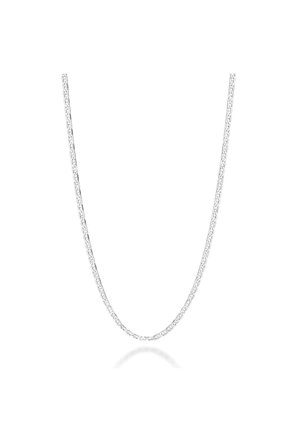 Italian Solid 925 Sterling Silver, 18K Yellow Gold Plated 1.5mm Flat Mariner Link Chain Necklace for Women Men, Made in Italy (Sterling Silver, 16 Inches)
