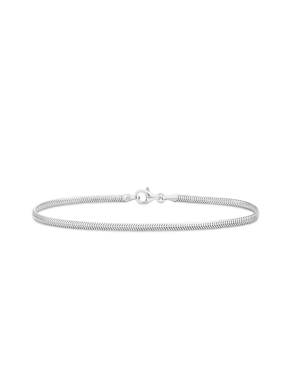 Italian Solid 925 Sterling Silver, 18K Yellow Gold Plated 2mm Domed Herringbone Snake Chain Link Bracelet for Women Men, Made in Italy