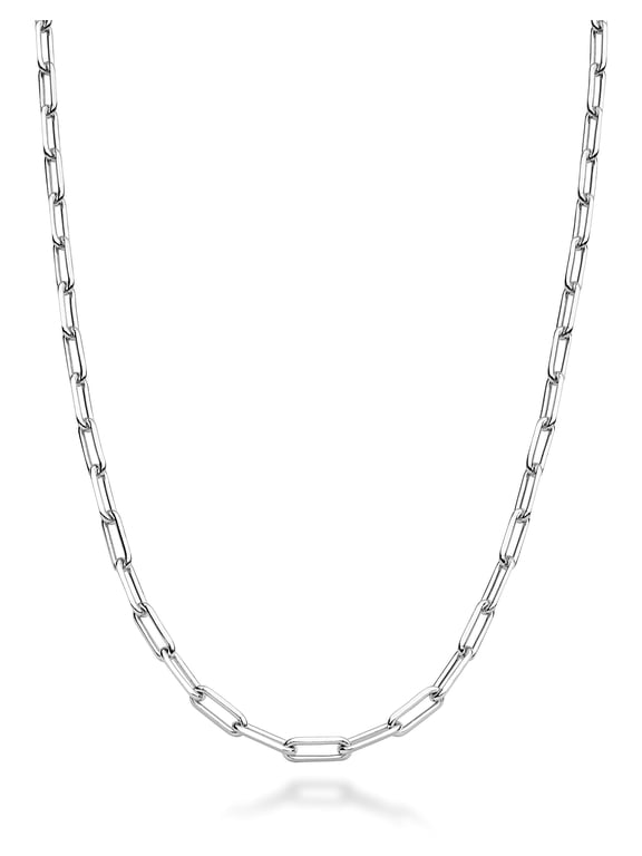 Italian Solid 925 Sterling Silver 2.5mm Paperclip Link Chain Necklace for Women Men, Made in Italy (Length 16 Inches (women's choker length))