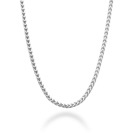 Miabella Italian Solid 925 Sterling Silver 2mm Franco Square Box Link Chain Necklace for Men Women Made in Italy (Length 18 Inches (Small))