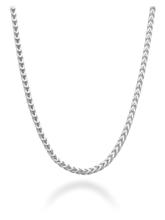 Italian Solid 925 Sterling Silver 2mm Franco Square Box Link Chain Necklace for Men Women Made in Italy (Length 18 Inches (Small))