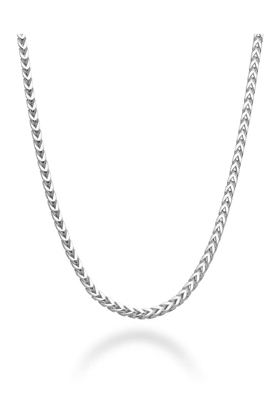 Italian Solid 925 Sterling Silver 2mm Franco Square Box Link Chain Necklace for Men Women Made in Italy (Length 20 Inches)