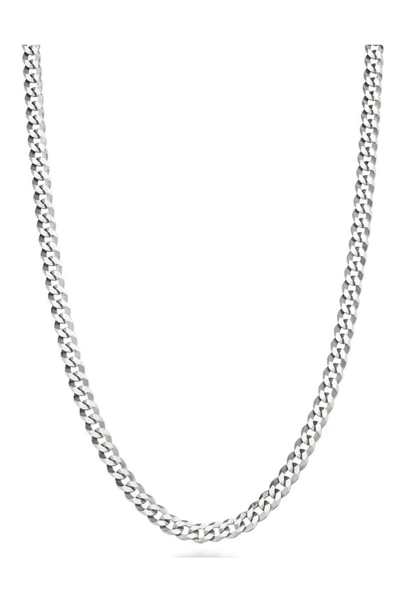 Italian Solid 925 Sterling Silver 3.5mm Diamond Cut Cuban Link Curb Chain Necklace for Women Men, Made in Italy (Length 20 Inch)