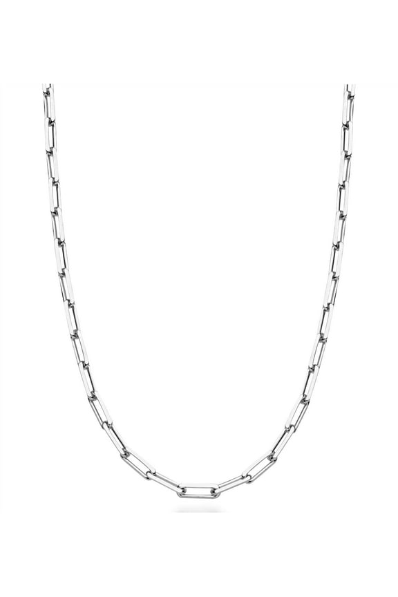 Italian Solid 925 Sterling Silver 3mm Paperclip Link Chain Necklace for Women Men, Made in Italy (16 Inches (X-Small))