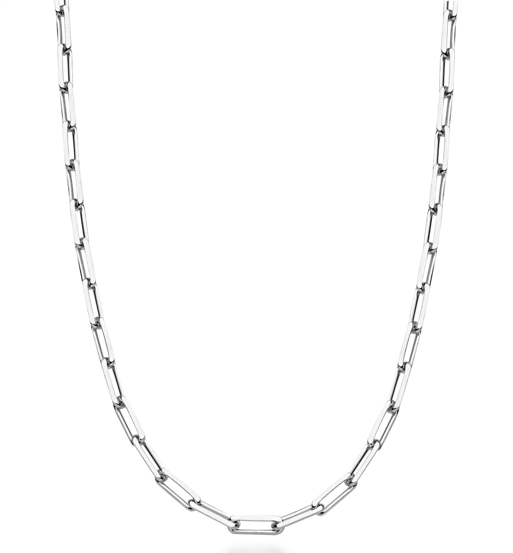 Miabella Italian Solid 925 Sterling Silver 3mm Paperclip Link Chain Necklace for Women Men, Made in Italy (18 Inches (Small))