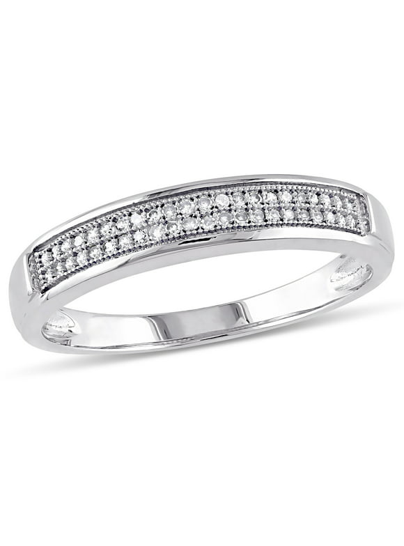 Miabella Men's 1/8 Carat T.W. Diamond 10kt White Gold Anniversary Ring