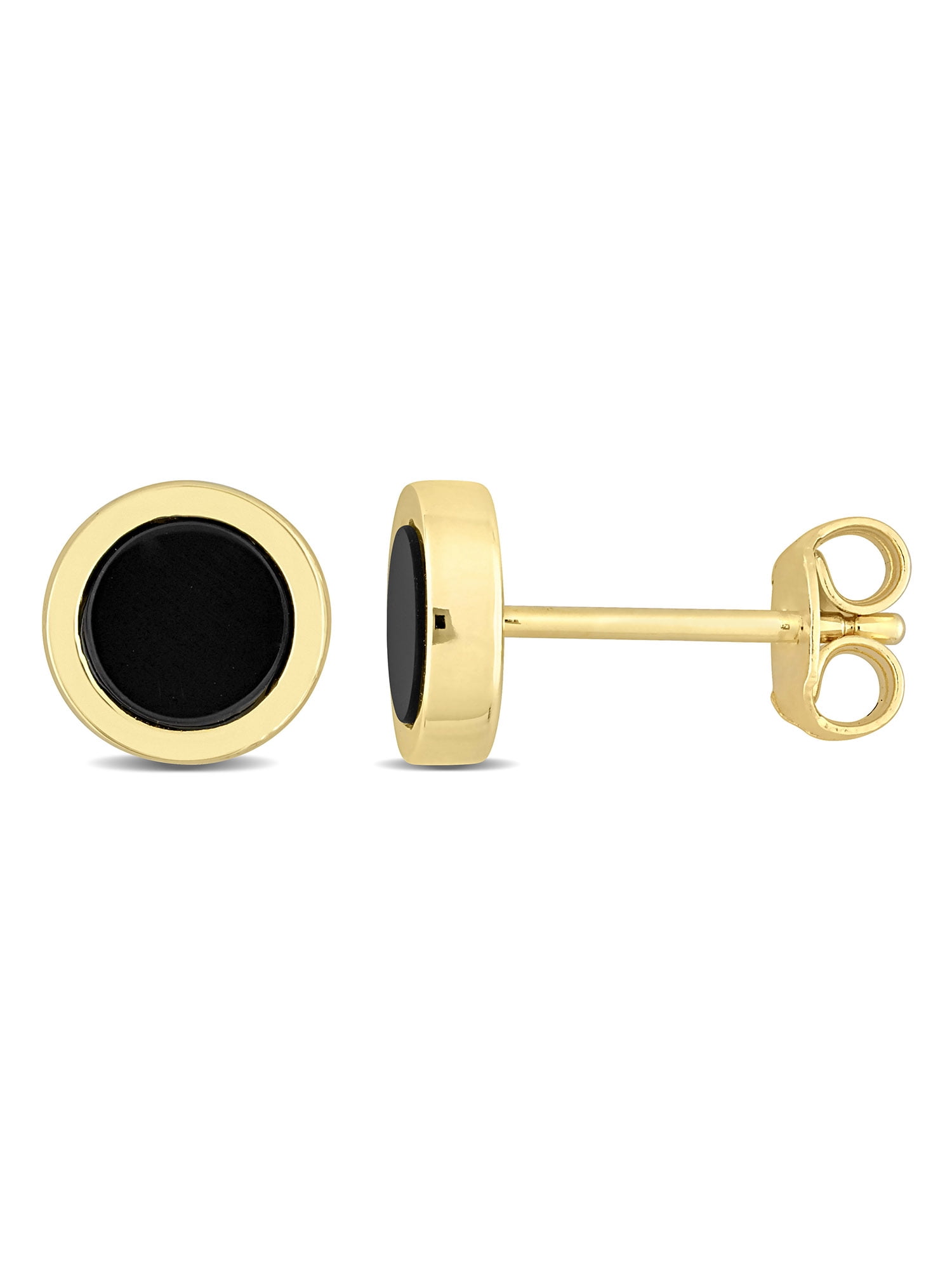 Black Diamond Stud Earrings in Yellow Gold | KLENOTA