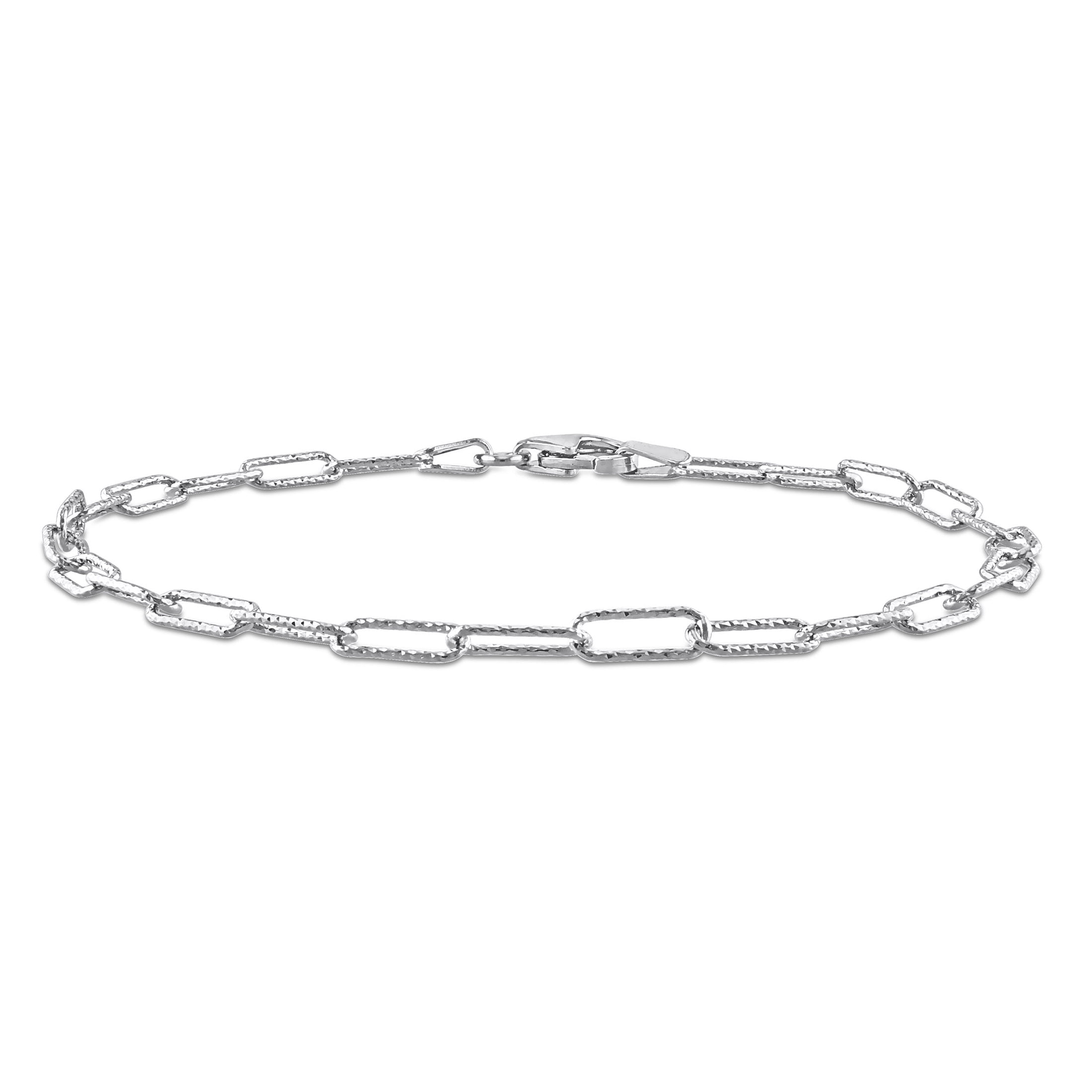 Miabella Men's Sterling Silver Paperclip Oval Link Chain Bracelet