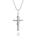thumbnail image 1 of Miabella Rhodium Plated 925 Sterling Silver Small or Large Crucifix Necklace for Men Women, Cross Pendant with Rope Chain, Made in Italy (Small, Length 20 Inches), 1 of 7