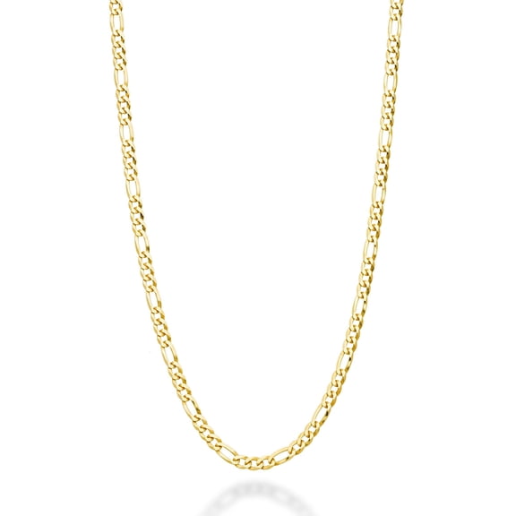 Miabella Solid 18K Gold Over 925 Sterling Silver Italian 3mm Diamond-Cut Figaro Link Chain Necklace for Women, Made in Italy (Length 16 Inches (women's choker length))
