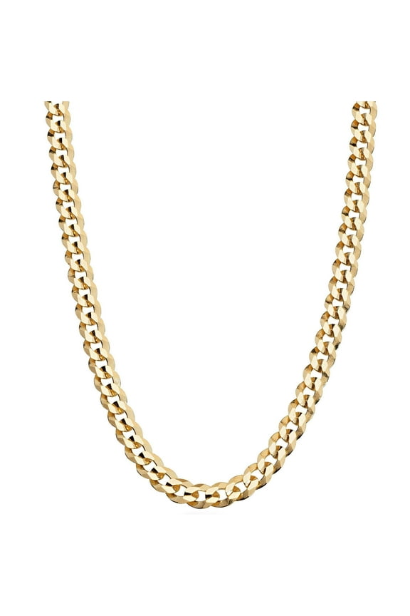 Solid 18K Gold Over 925 Sterling Silver Italian 5mm Diamond-Cut Cuban Link Curb Chain Necklace for Women Men, Made in Italy (18 Inches (women's average length))