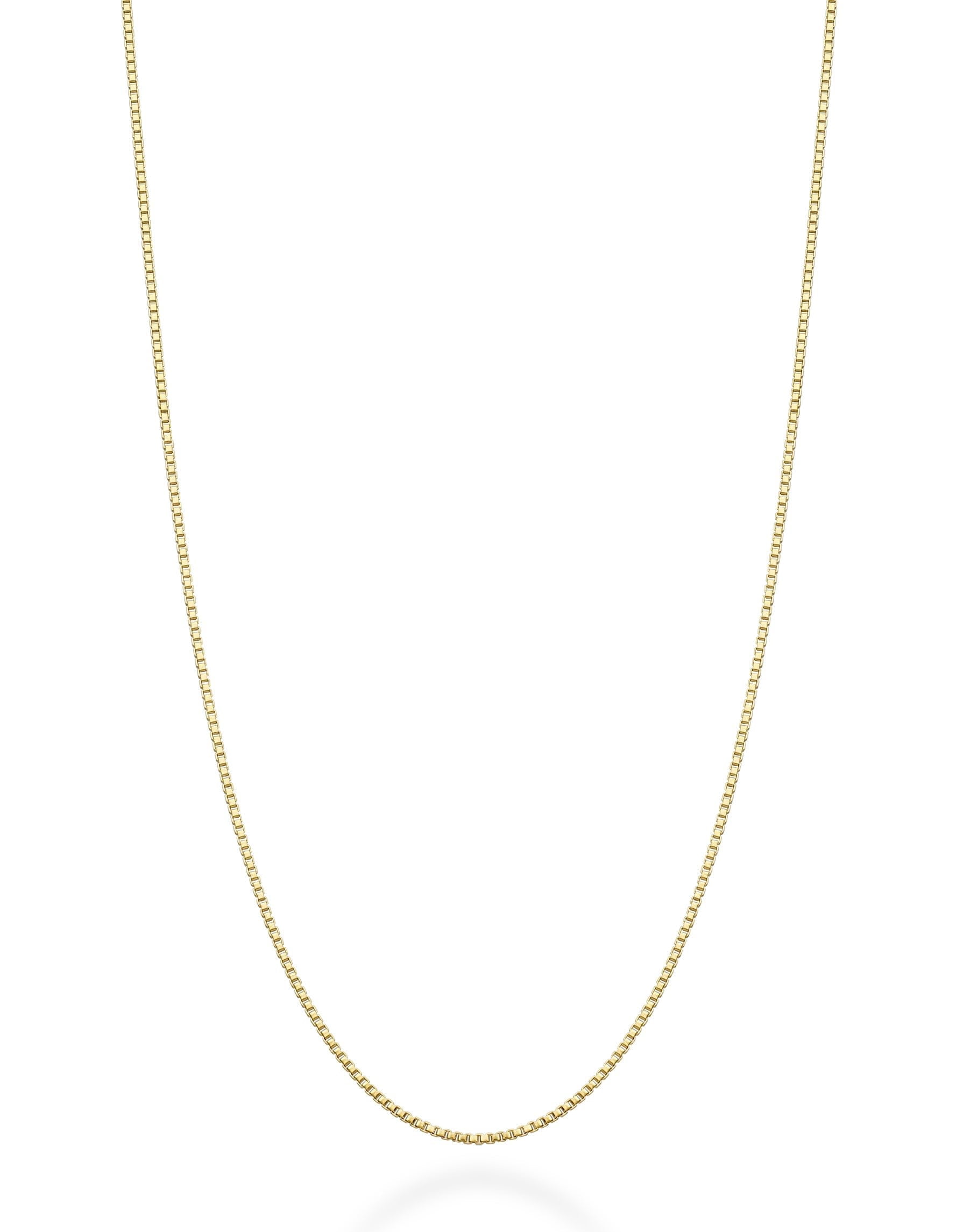 Miabella Solid 18K Gold Over 925 Sterling Silver Italian 1mm Box Chain Necklace for Women, Made in Italy (Length 16 Inches (X-Small))