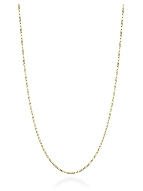 Solid 18K Gold Over 925 Sterling Silver Italian 1mm Box Chain Necklace for Women, Made in Italy (Length 16 Inches (X-Small))