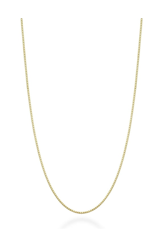 Solid 18K Gold Over 925 Sterling Silver Italian 1mm Box Chain Necklace for Women, Made in Italy (Length 16 Inches (X-Small))