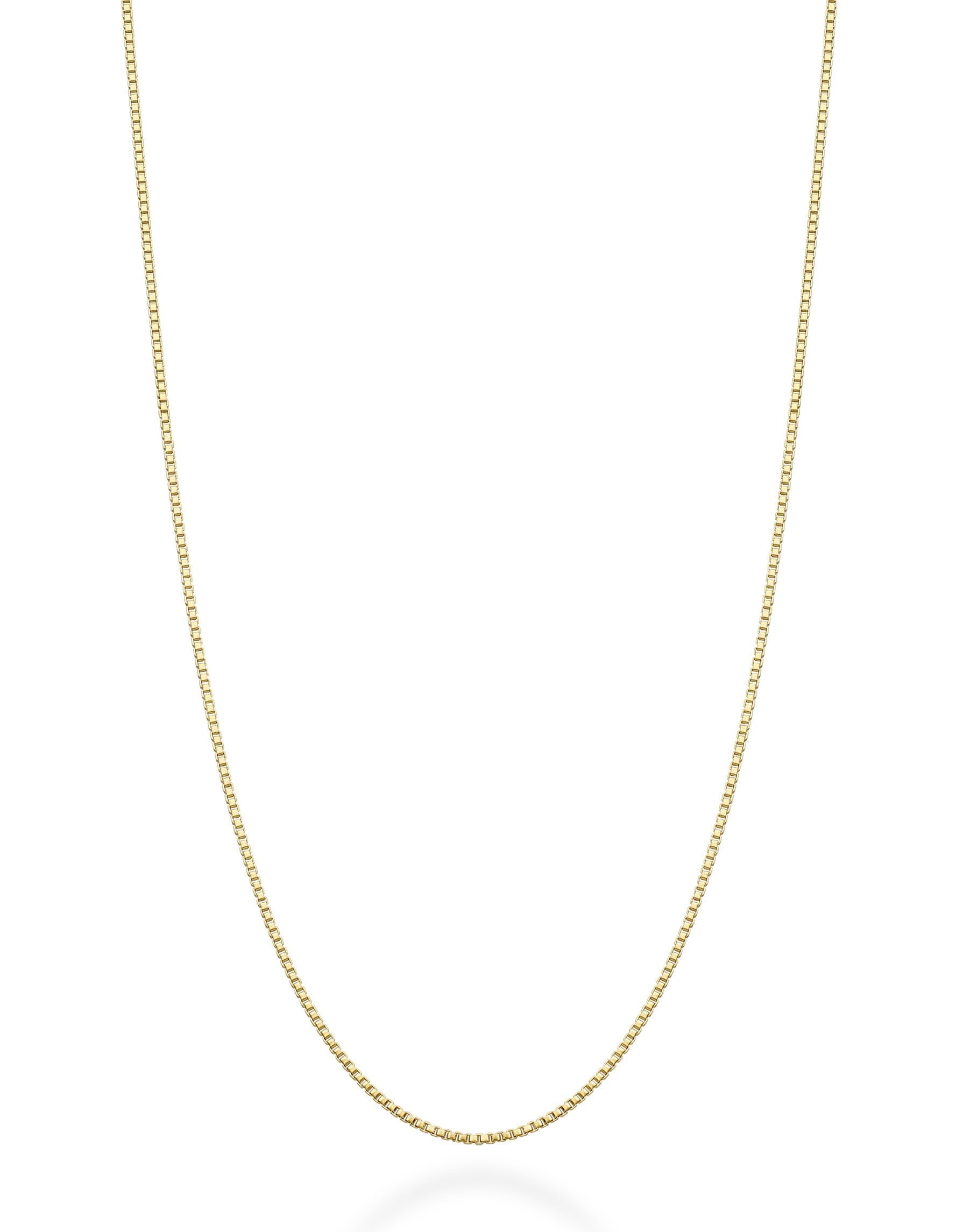 Miabella Solid 18K Gold Over 925 Sterling Silver Italian 1mm Box Chain Necklace for Women, Made in Italy (Length 20 Inches)