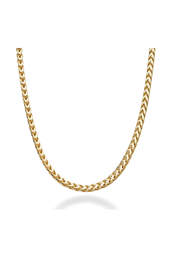 Solid 18K Gold Over 925 Sterling Silver Italian 2.5mm Franco Square Box Link Chain Necklace for Men Women, Made in Italy (Length 20 Inches)