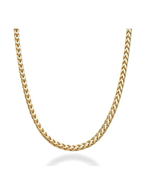Solid 18K Gold Over 925 Sterling Silver Italian 2.5mm Franco Square Box Link Chain Necklace for Men Women, Made in Italy (Length 26 Inches)