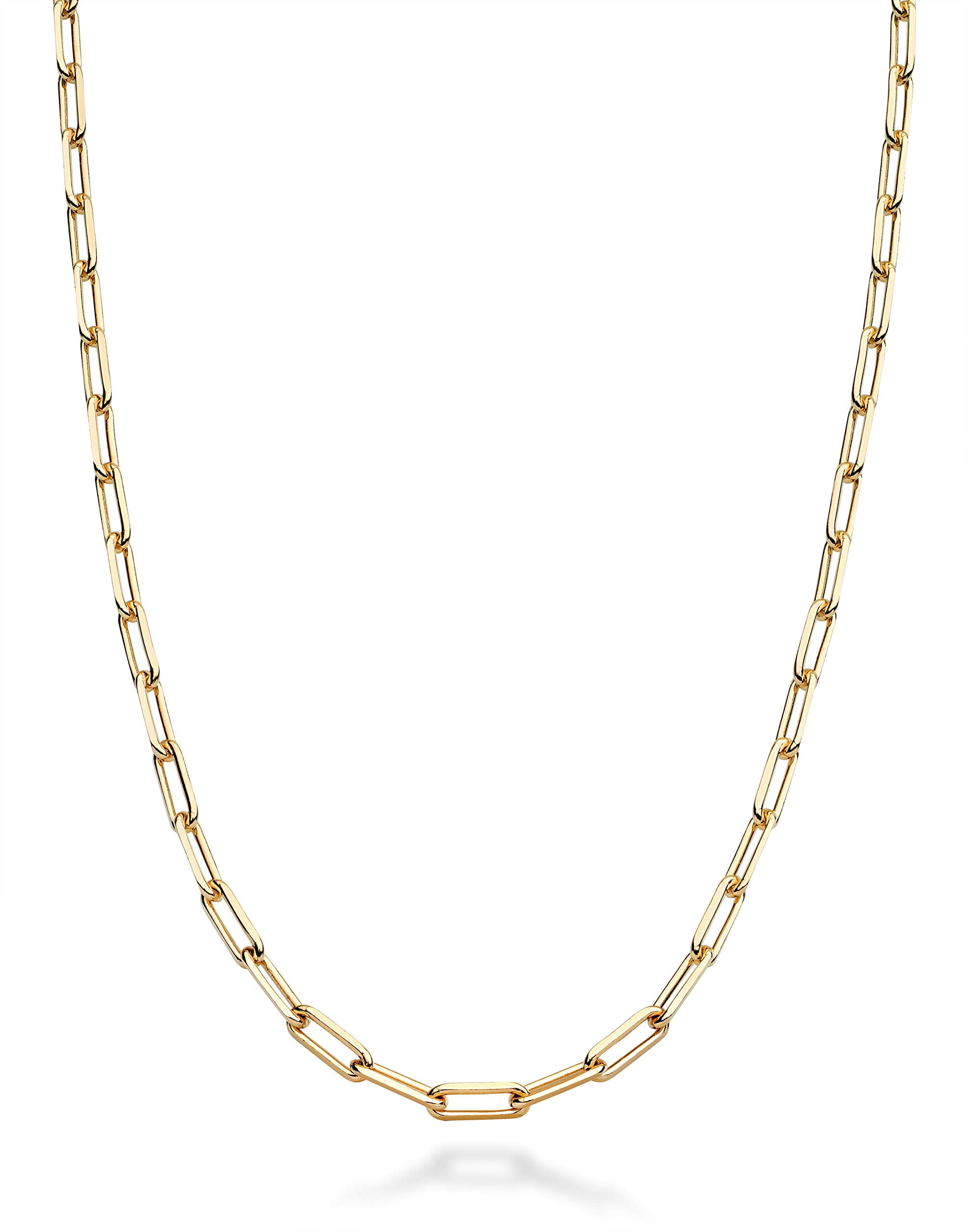 Miabella Solid 18K Gold Over 925 Sterling Silver Italian 2.5mm Paperclip Link Chain Necklace for Women, Made in Italy (24 Inches)