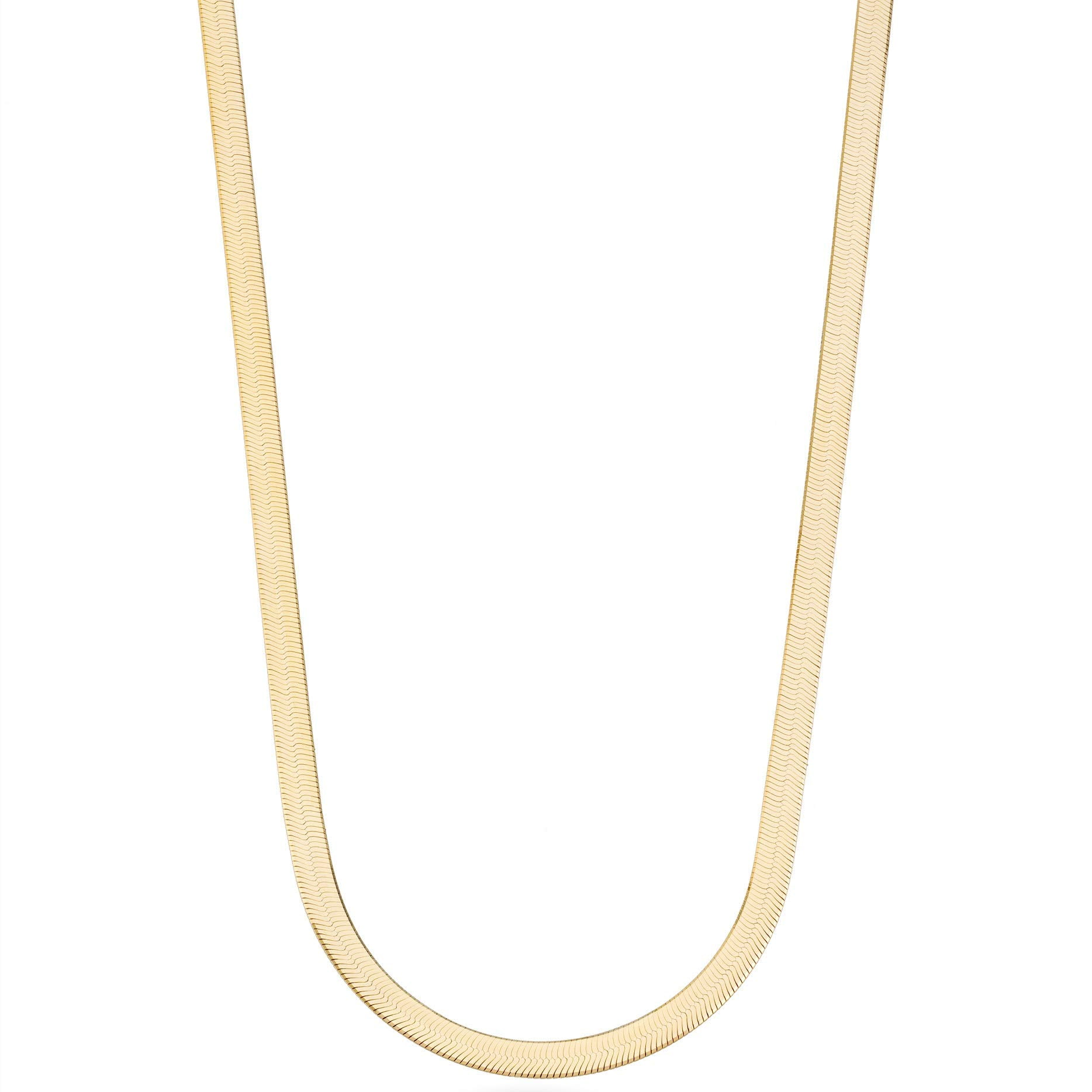 Miabella Solid 18K Gold Over 925 Sterling Silver Italian 4.5mm Flexible Flat Herringbone Chain Necklace for Women, Made in Italy (Length 22 Inches)