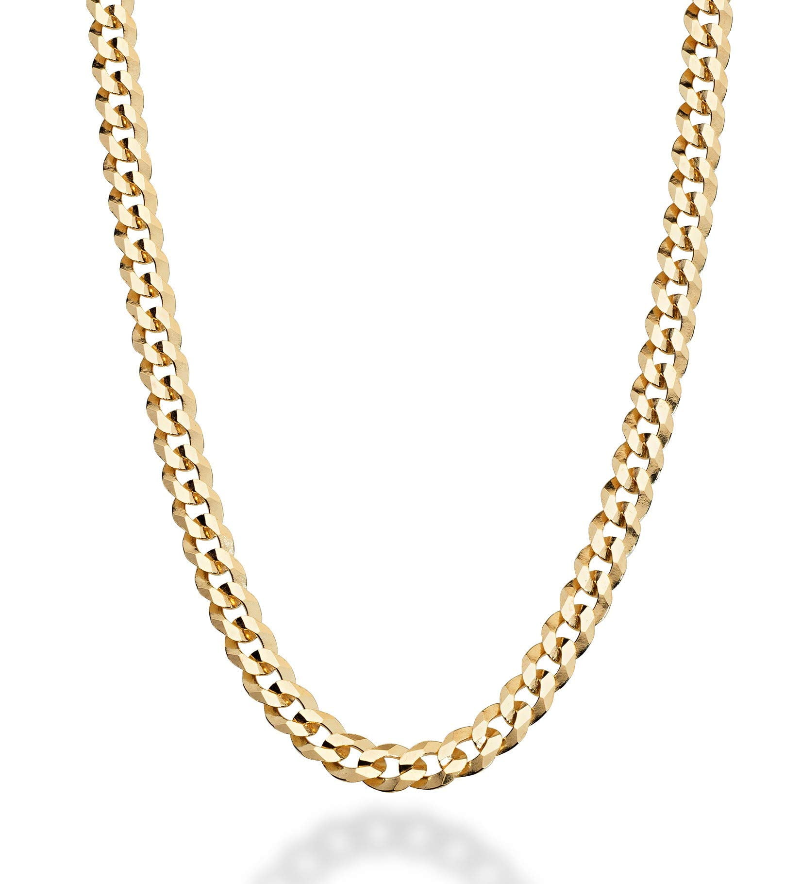 Miabella Solid 18K Gold Over 925 Sterling Silver Italian 5mm Diamond-Cut Cuban Link Curb Chain Necklace for Women Men, Made in Italy (30 Inches)