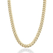 Miabella Solid 18K Gold Over 925 Sterling Silver Italian 5mm Diamond-Cut Cuban Link Curb Chain Necklace for Women Men, Made in Italy 30 Inches
