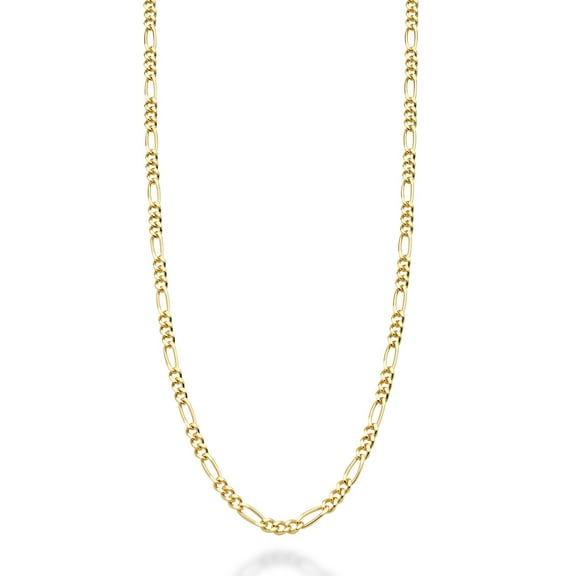 Miabella Solid 18K Gold Over Sterling Silver Italian 2.3mm Diamond-Cut Figaro Link Chain Necklace for Women Men, 925 Made in Italy (Length 20 Inch)