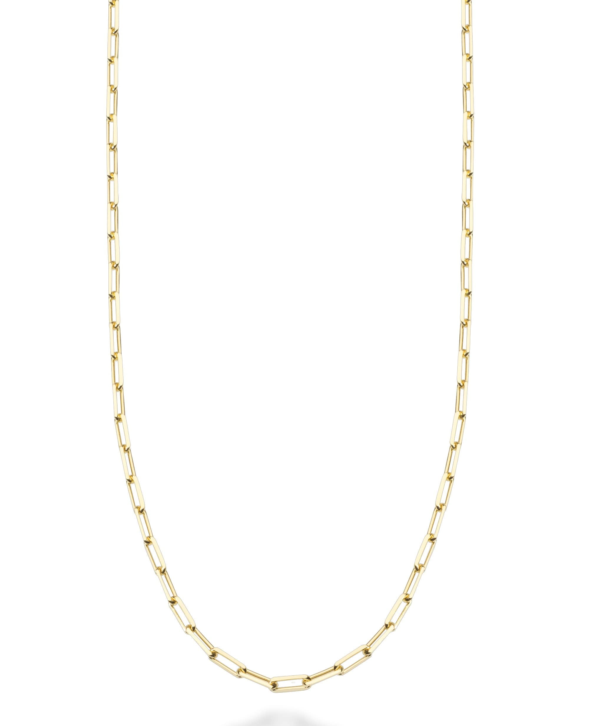 Miabella Solid 18K Gold Over Sterling Silver Italian 2mm Paperclip Link Chain Necklace for Women, 925 Made in Italy (Length 20 Inches)