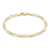 Miabella Solid 18K Gold Over Sterling Silver Italian 5mm Diamond-Cut Figaro Chain Bracelet for Women Men, 925 Made in Italy (Length 7 Inches (Small))