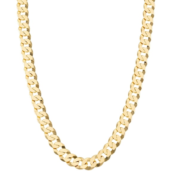 Miabella Solid 18K Gold Over Sterling Silver Italian 7mm Diamond-Cut Cuban Link Curb Chain Necklace for Men Women (Length 26 Inches)