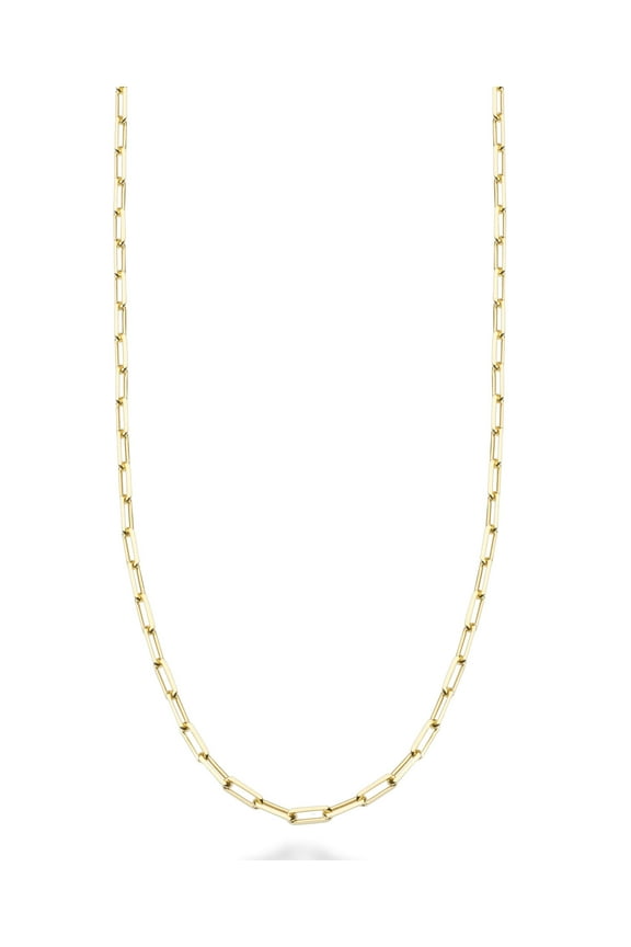 Solid 18K Gold Over Sterling Silver Italian 2mm Paperclip Link Chain Necklace for Women, 925 Made in Italy (Length 18 Inches (women's average length))