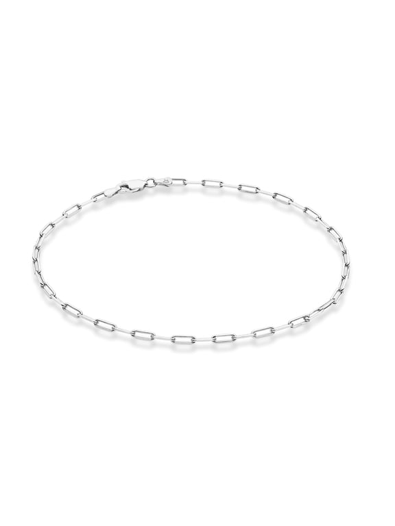 Solid 925 Sterling Silver 2.5mm Paperclip Link Chain Anklet Ankle Bracelet for Women, Made in Italy (sterling silver, 9)