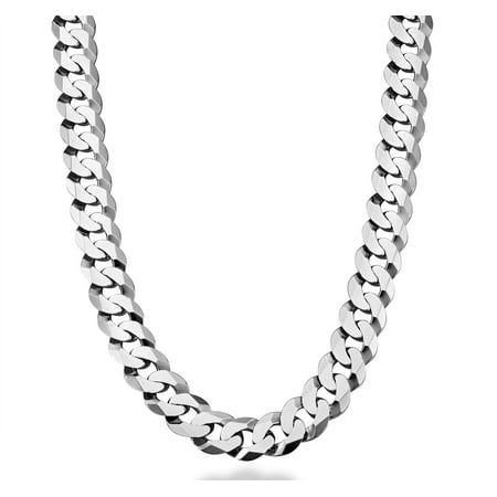 Miabella Solid 925 Sterling Silver Italian 12mm (1/2 Inch) Solid Diamond-Cut Cuban Link Curb Chain Necklace For Men, Made in Italy (24 Inches)