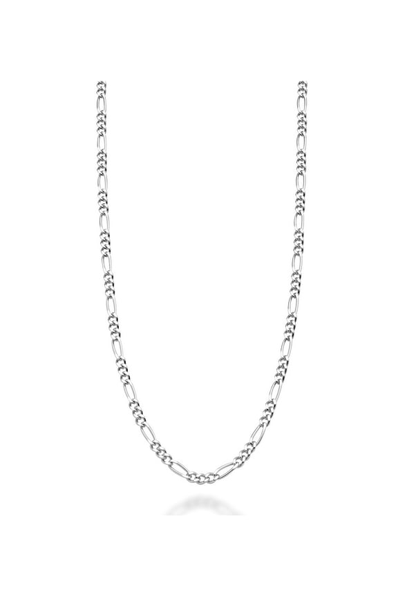 Solid 925 Sterling Silver Italian 2.3mm Diamond-Cut Figaro Link Chain Necklace for Women Men, Made in Italy (Length 20 Inches)