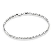 Miabella Solid 925 Sterling Silver Italian 2.5mm Franco Square Box Link Chain Bracelet for Men Women, Made in Italy Length 7.5 Inches