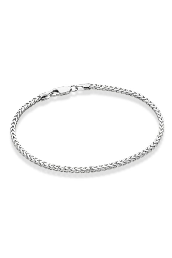 Solid 925 Sterling Silver Italian 2.5mm Franco Square Box Link Chain Bracelet for Men Women, Made in Italy (Length 7.5 Inches)