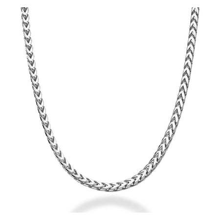 Miabella Solid 925 Sterling Silver Italian 2.5mm Franco Square Box Link Chain Necklace for Men, Made in Italy (Length 20 Inches (Short))