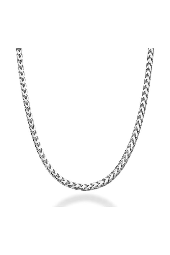 Solid 925 Sterling Silver Italian 2.5mm Franco Square Box Link Chain Necklace for Men, Made in Italy (Length 20 Inches (Short))