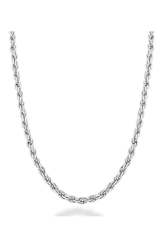 Solid 925 Sterling Silver Italian 2mm Diamond-Cut Braided Rope Chain Necklace for Men Women, 925 Sterling Silver Made in Italy (Length 16 Inches (women's choker length))
