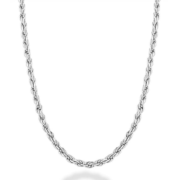 Miabella Solid 925 Sterling Silver Italian 2mm Diamond-Cut Braided Rope Chain Necklace for Men Women, 925 Sterling Silver Made in Italy (Length 16 Inches (women's choker length))