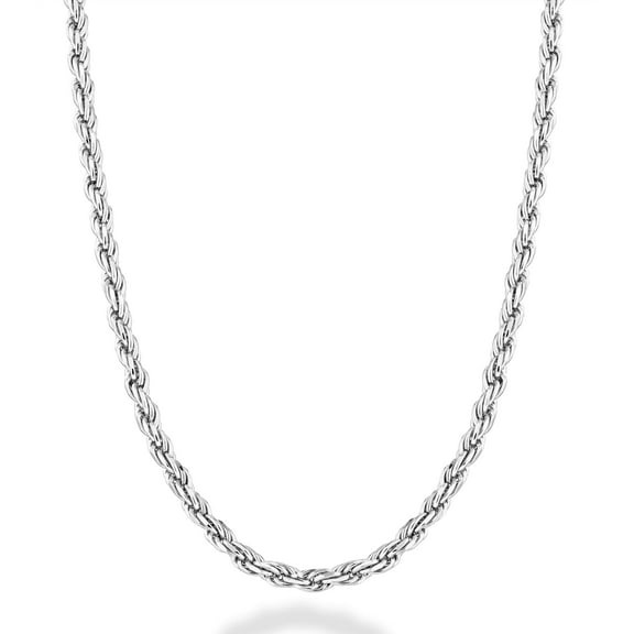 Miabella Solid 925 Sterling Silver Italian 2mm Diamond-Cut Braided Rope Chain Necklace for Men Women, 925 Sterling Silver Made in Italy (Length 18 Inches)