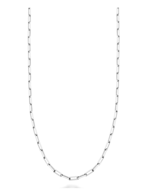 Solid 925 Sterling Silver Italian 2mm Paperclip Link Chain Necklace for Women, Made in Italy (Length 18 Inches (women's average length))