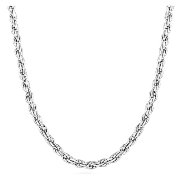 Miabella Solid 925 Sterling Silver Italian 3mm Diamond-Cut Braided Rope Chain Necklace for Men Women, 925 Sterling Silver Made in Italy (Length 18 Inches)