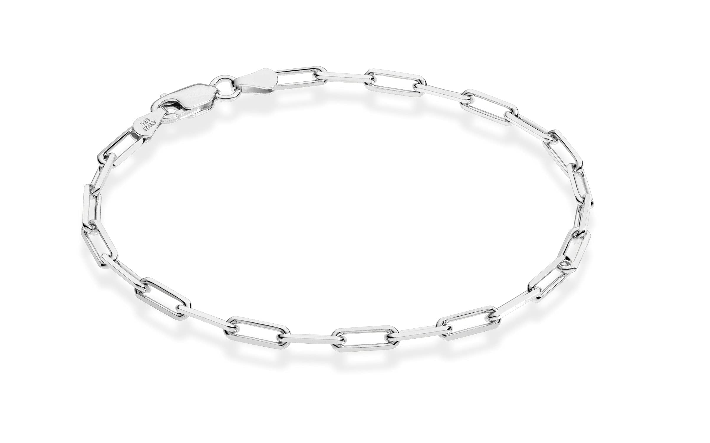 Solid 925 Sterling Silver Italian Paperclip Chain - Necklace Or Bracelet, Multiple Lengths