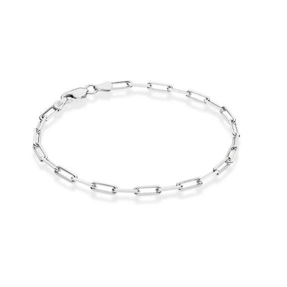 Miabella Solid 925 Sterling Silver Italian 3mm Paperclip Link Chain Bracelet for Women Men, Made in Italy (Length 7 Inches)
