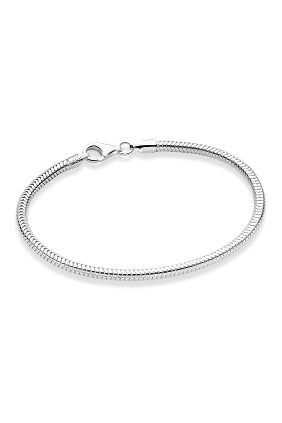 Solid 925 Sterling Silver Italian 3mm Snake Chain Bracelet for Women Men, Charm Bracelet, Made in Italy (Length 7.0 Inches (X-Small))