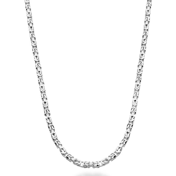 Miabella Solid 925 Sterling Silver Italian 3mm Square Byzantine Link Chain Necklace for Women Men, 925 Handmade in Italy (Length 18 Inches (men's choker length))