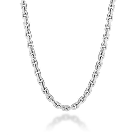 Miabella Solid 925 Sterling Silver Italian 3mm Thick Square Link Box Chain Necklace for Men/Made in Italy (Length 20 Inches)