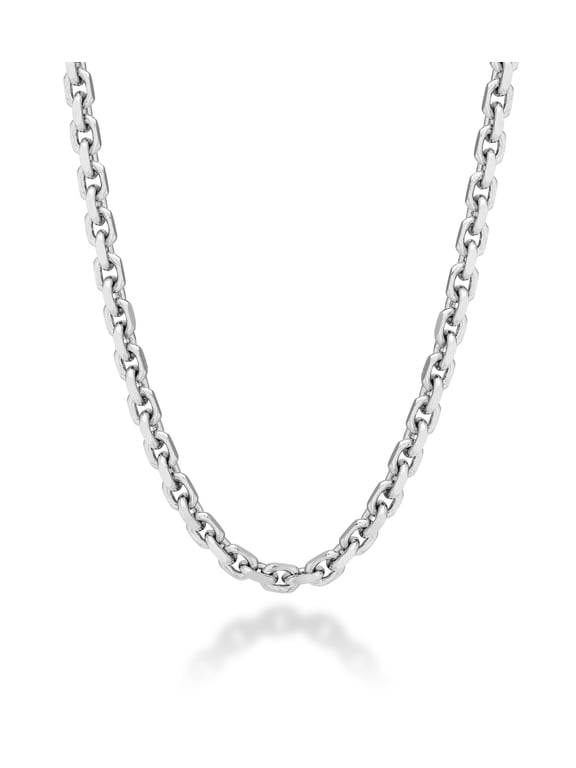 Solid 925 Sterling Silver Italian 3mm Thick Square Link Box Chain Necklace for Men/Made in Italy (Length 22 Inches (men's average length))