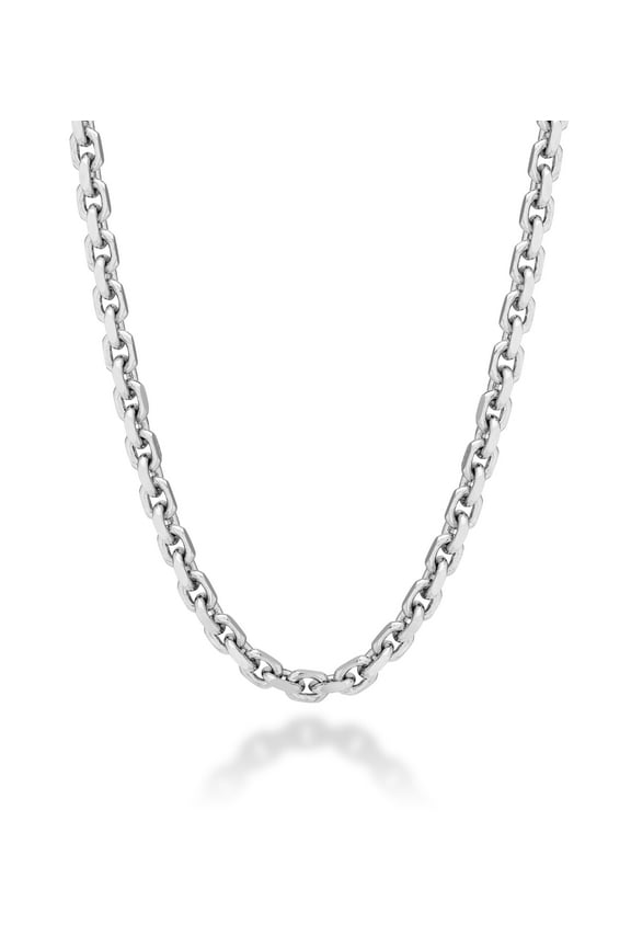 Solid 925 Sterling Silver Italian 3mm Thick Square Link Box Chain Necklace for Men/Made in Italy (Length 26 Inches)